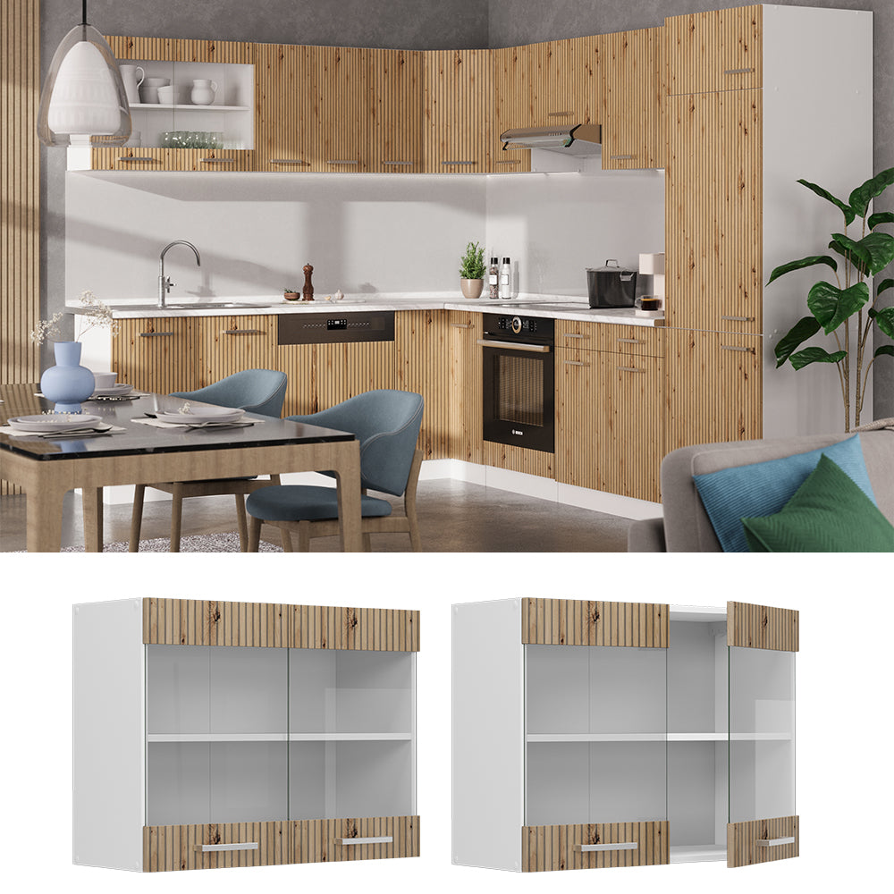 Vicco Mobile da cucina in vetro Rovere artigianale 80 cm