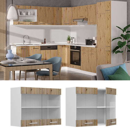 Vicco Mobile da cucina in vetro Rovere artigianale 80 cm