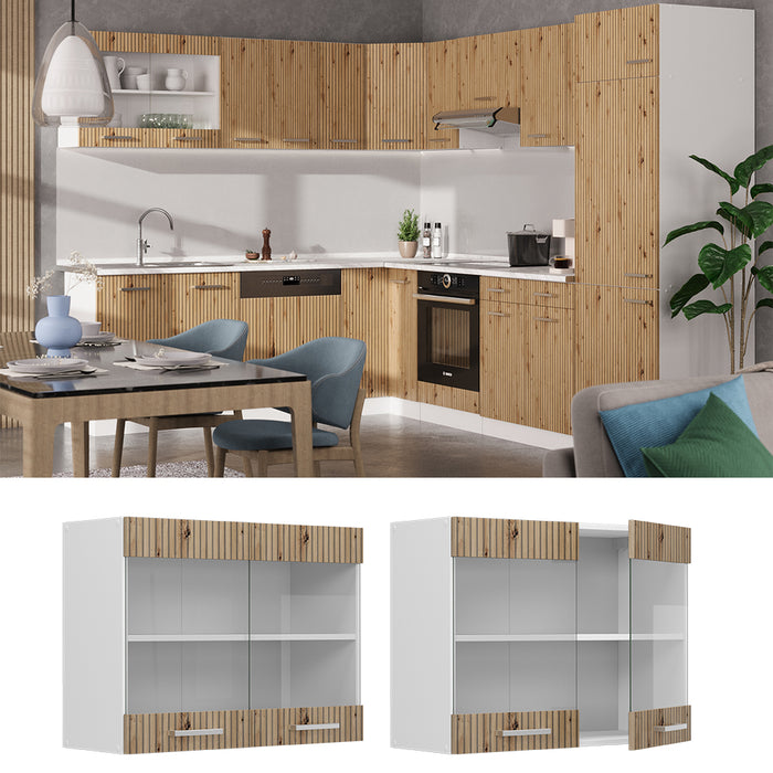 Vicco Mobile da cucina in vetro Rovere artigianale 80 cm