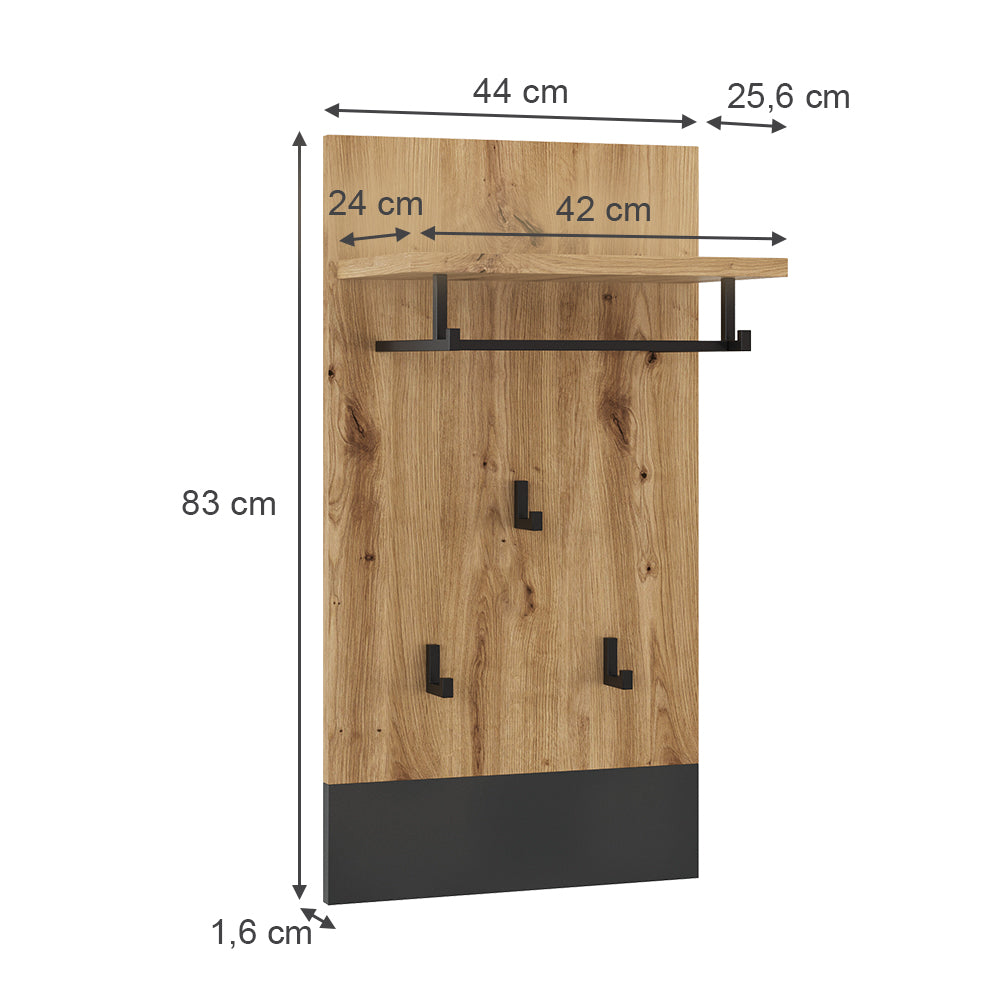 Vicco Appendiabiti da parete Antracite 44 x 83 cm