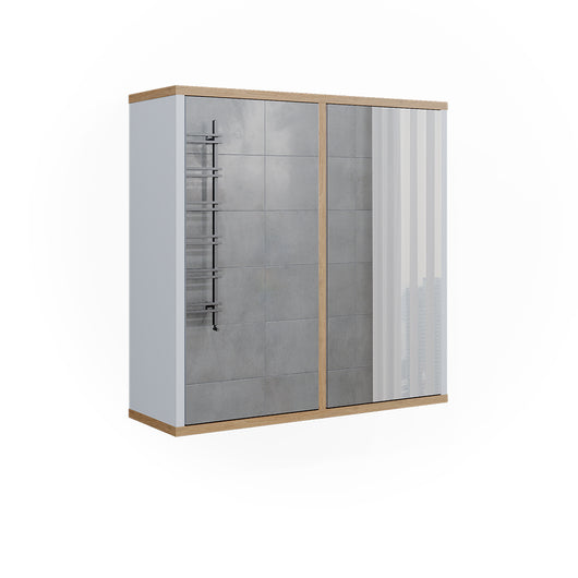 Vicco Specchio contenitore bagno Bianco/Artisan 60 x 60 cm con due porte a specchio