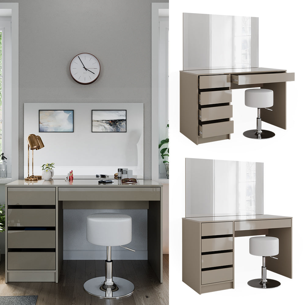 Vicco Tavolino da toilette Grigio 120 cm con sgabello