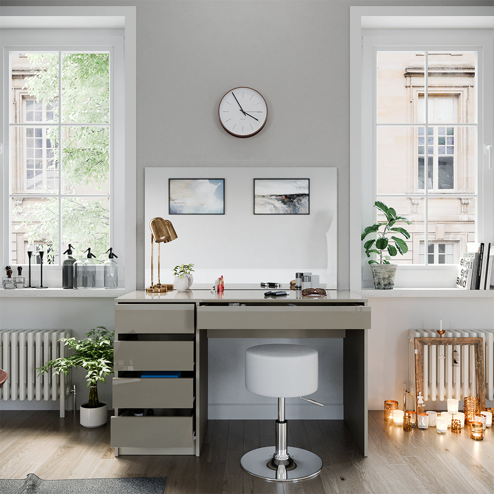 Vicco Tavolino da toilette Grigio 120 cm con sgabello