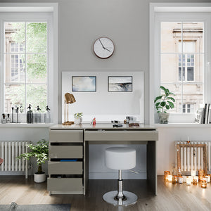 Vicco Tavolino da toilette Grigio 120 cm con sgabello