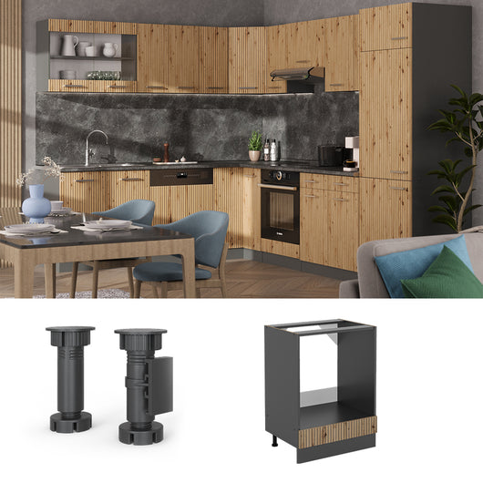 Vicco Mobile per forno da incasso Rovere artigianale 60 cm , PL Marmo