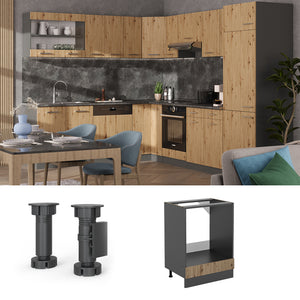 Vicco Mobile per forno da incasso Rovere artigianale 60 cm , PL Antracite