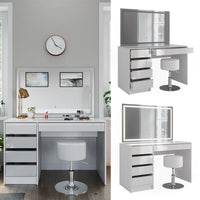 Vicco Tavolino da toilette Bianco/Oro 55 cm con specchio LED e sgabello