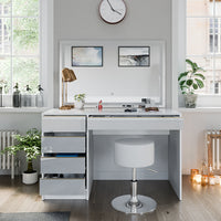 Vicco Tavolino da toilette Bianco/Oro 55 cm con specchio LED e sgabello