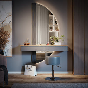 Vicco Tavolo da toilette Grigio 120 cm con illuminazione e sgabello