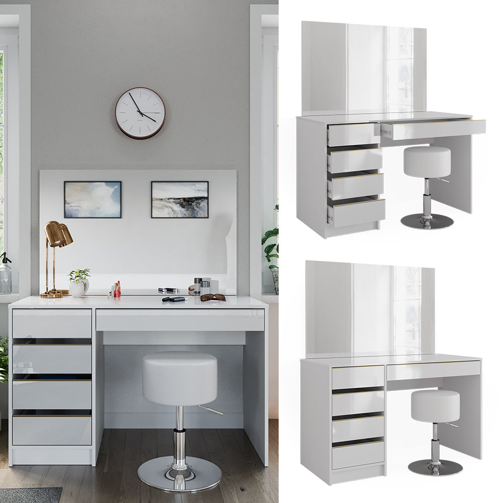 Vicco Set tavolino da toilette Bianco/Oro 55 cm con sgabello