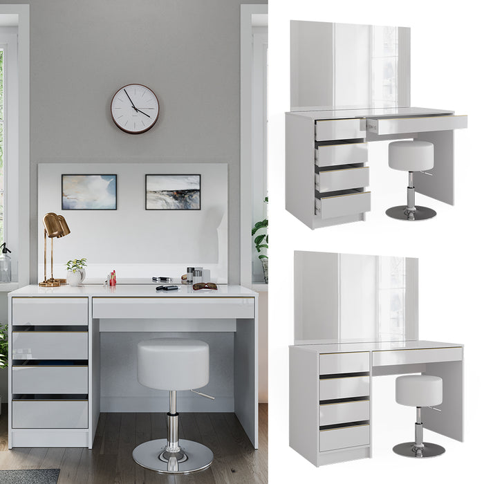 Vicco Set tavolino da toilette Bianco/Oro 55 cm con sgabello