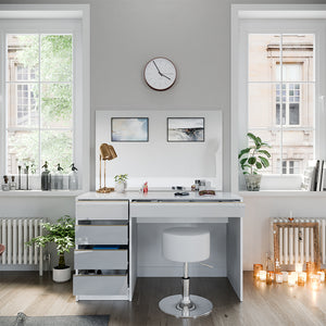 Vicco Set tavolino da toilette Bianco/Oro 55 cm con sgabello