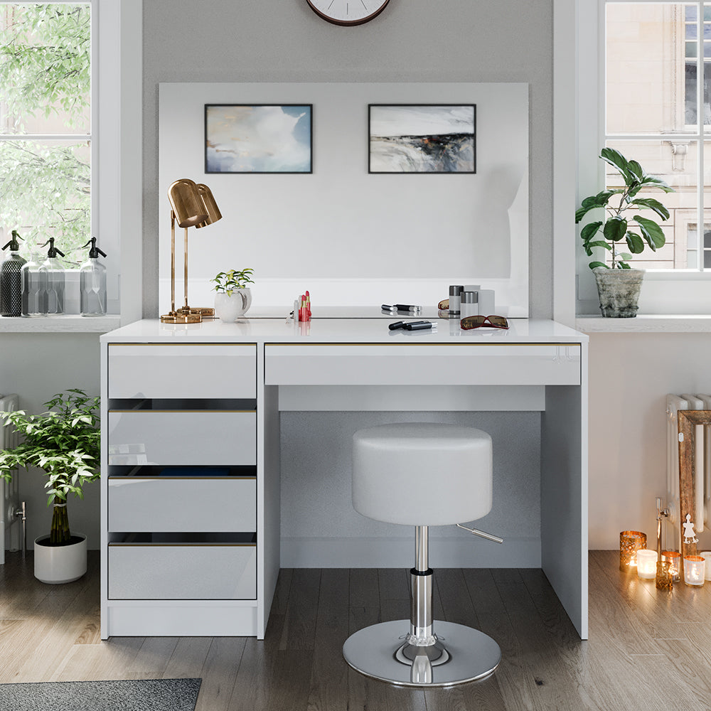 Vicco Set tavolino da toilette Bianco/Oro 55 cm con sgabello