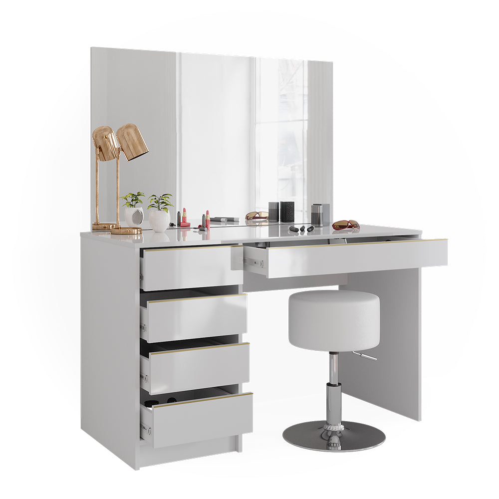 Vicco Set tavolino da toilette Bianco/Oro 55 cm con sgabello