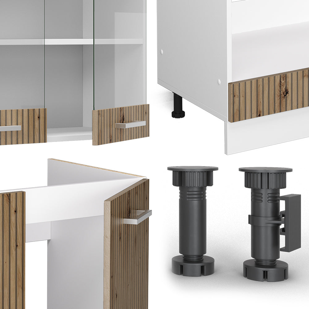 Vicco Cucina angolare completa Rovere artigianale/bianco 227 x 287 cm , PL Marmo