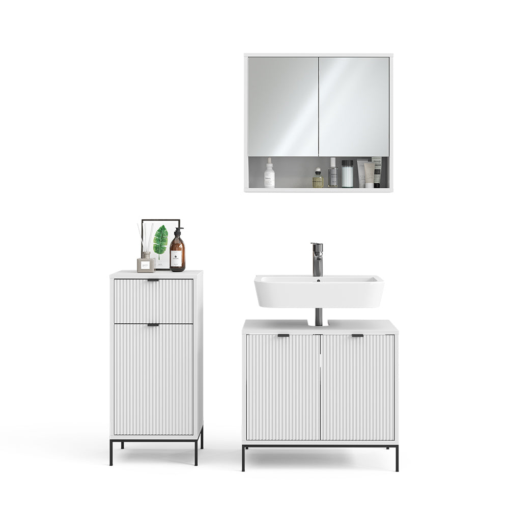 Vicco Set di mobili da bagno Bianco 3 pezzi, con cabinet midi