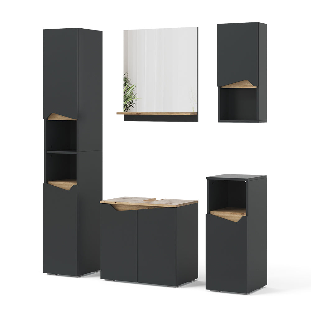 Vicco Combinazione di mobili da bagno Antracite 5 parti