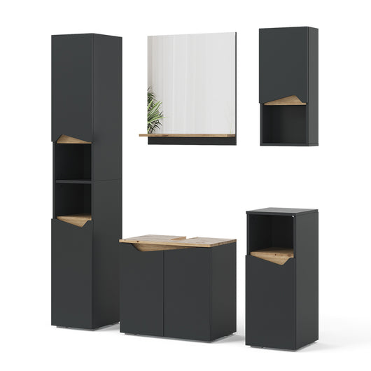 Vicco Combinazione di mobili da bagno Antracite 5 parti