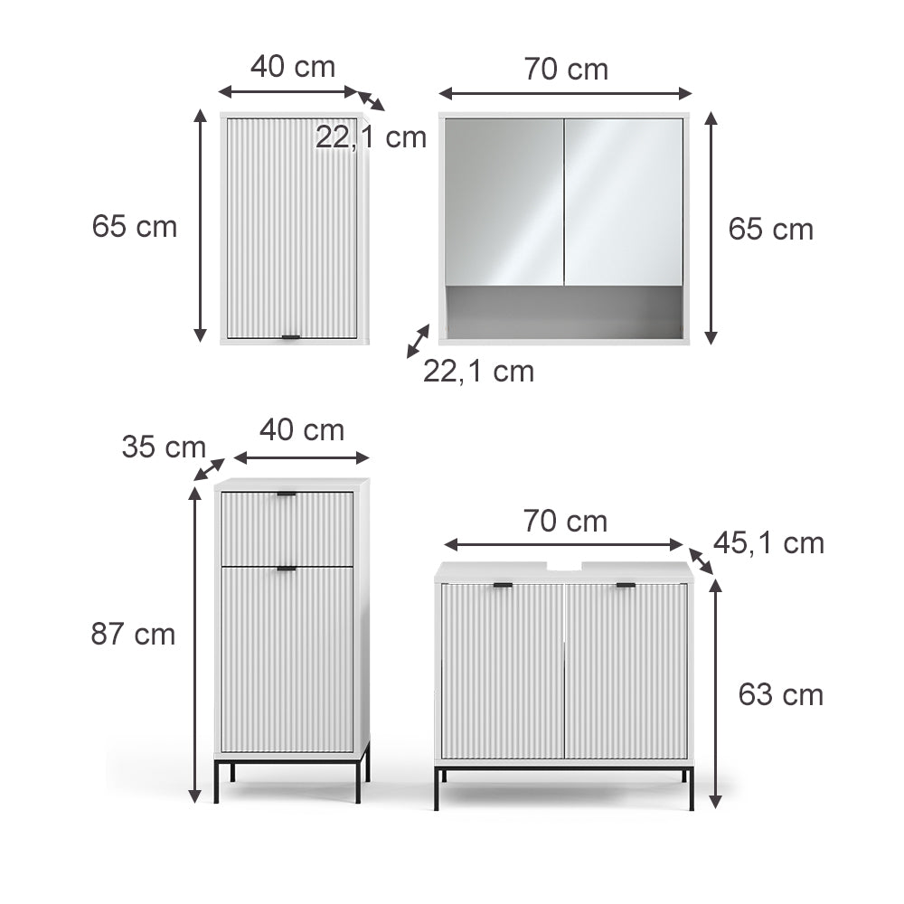 Vicco Set di mobili da bagno Bianco 4 parti