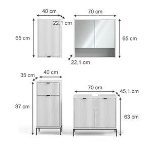 Vicco Set di mobili da bagno Bianco 4 parti