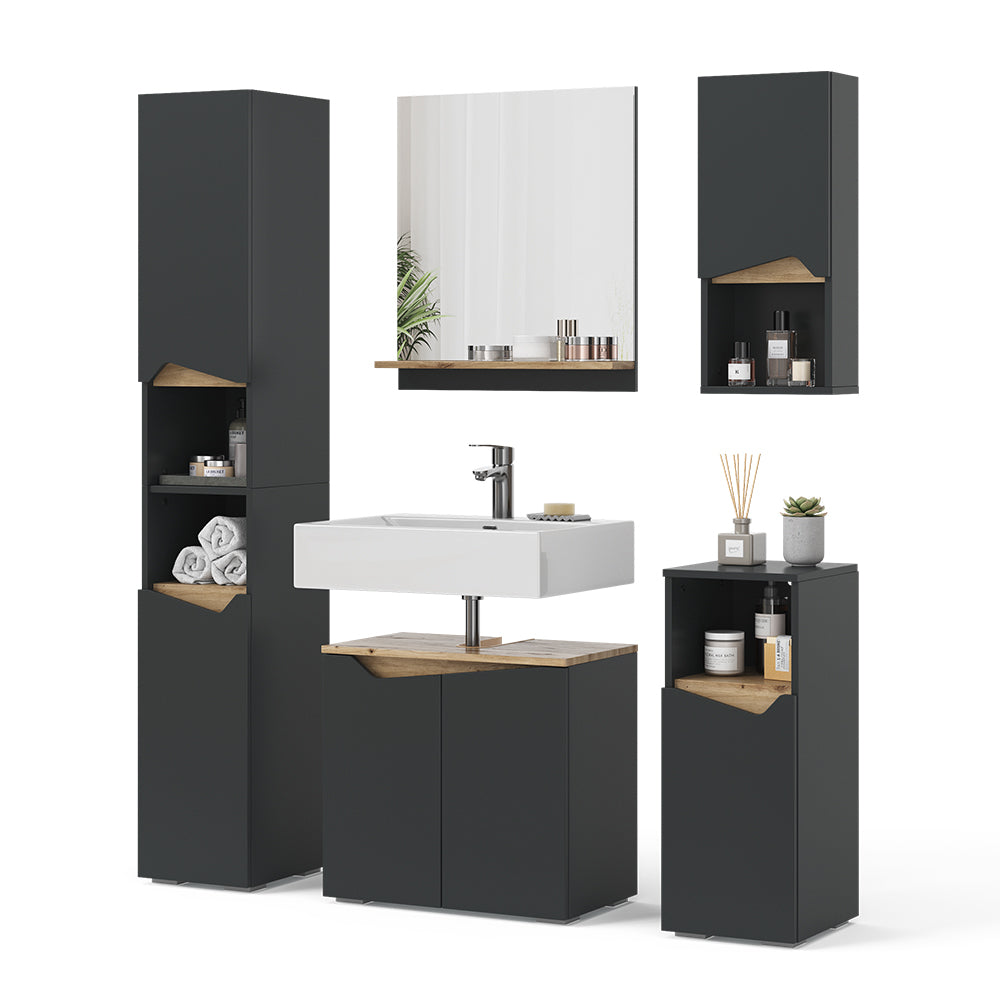 Vicco Combinazione di mobili da bagno Antracite 5 parti