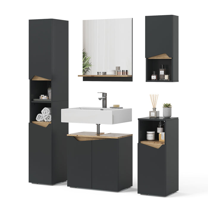 Vicco Combinazione di mobili da bagno Antracite 5 parti
