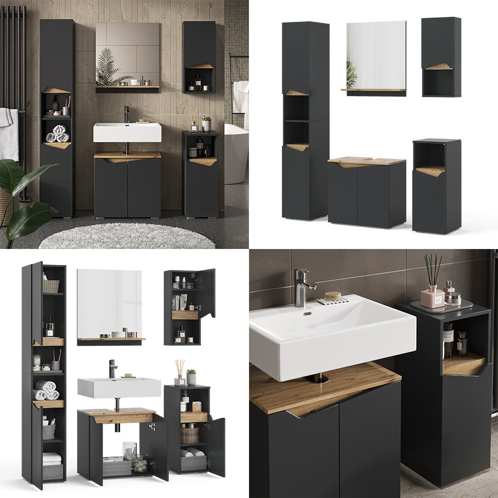 Vicco Combinazione di mobili da bagno Antracite 5 parti