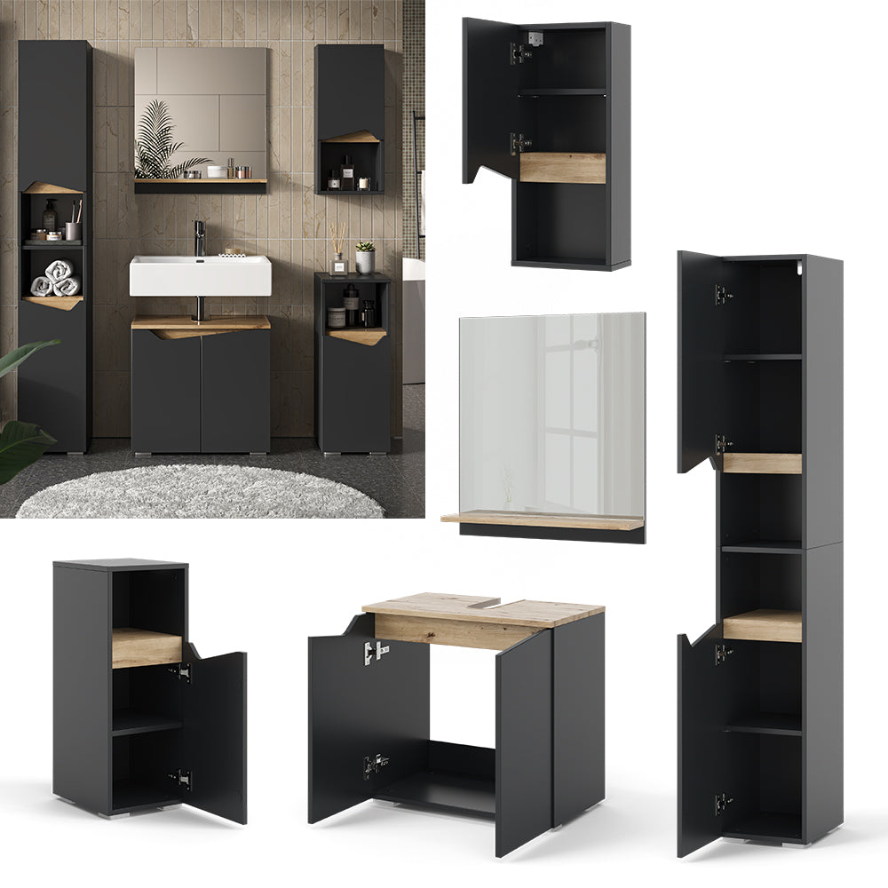 Vicco Combinazione di mobili da bagno Antracite 5 parti