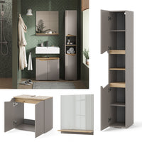 Vicco Combinazione di mobili da bagno Grigio 3 parti, con colonna
