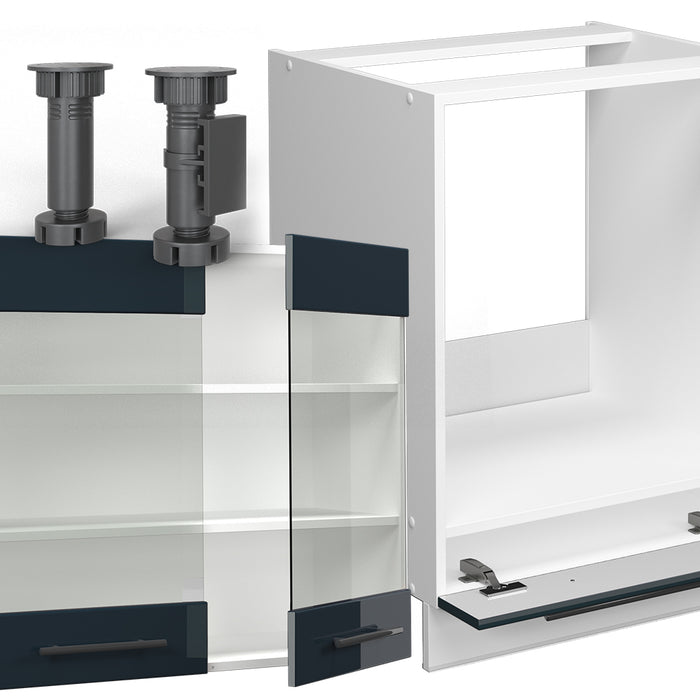 Vicco Mobili da cucina Blu scuro lucido/bianco 160.5 x 190 cm , PL Rovere