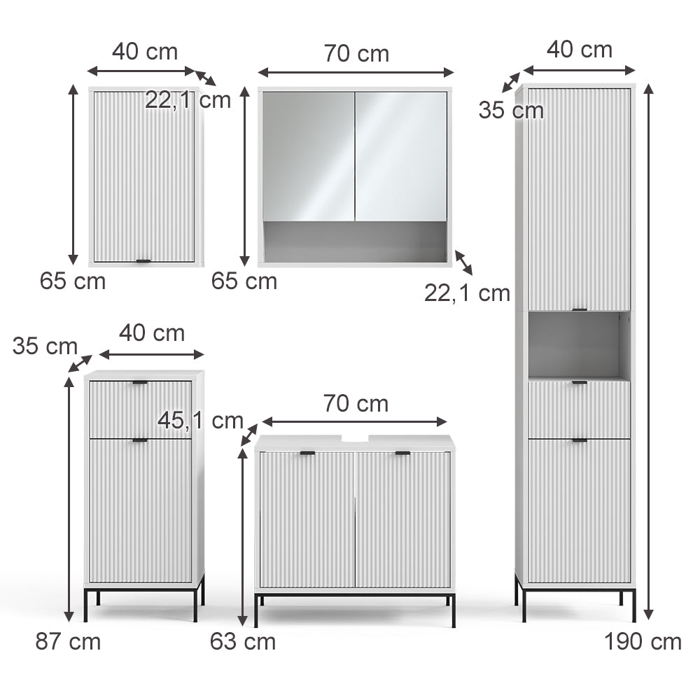 Vicco Set di mobili da bagno Bianco 5 parti