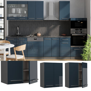 Vicco Pensile da cucina Blu scuro lucido 60 cm