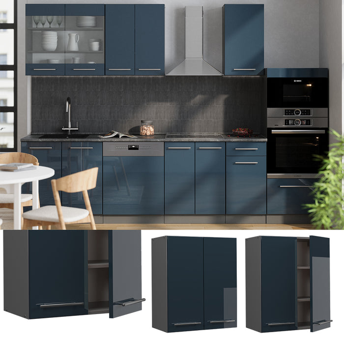 Vicco Pensile da cucina Blu scuro lucido 60 cm