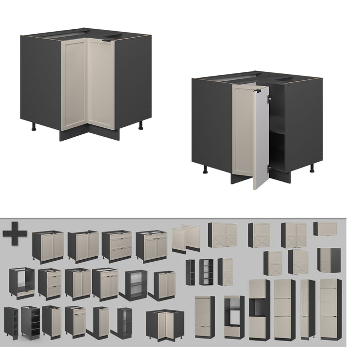 Vicco Mobile ad angolo cucina GrigioBeige 80.5 cm , PL Marmo