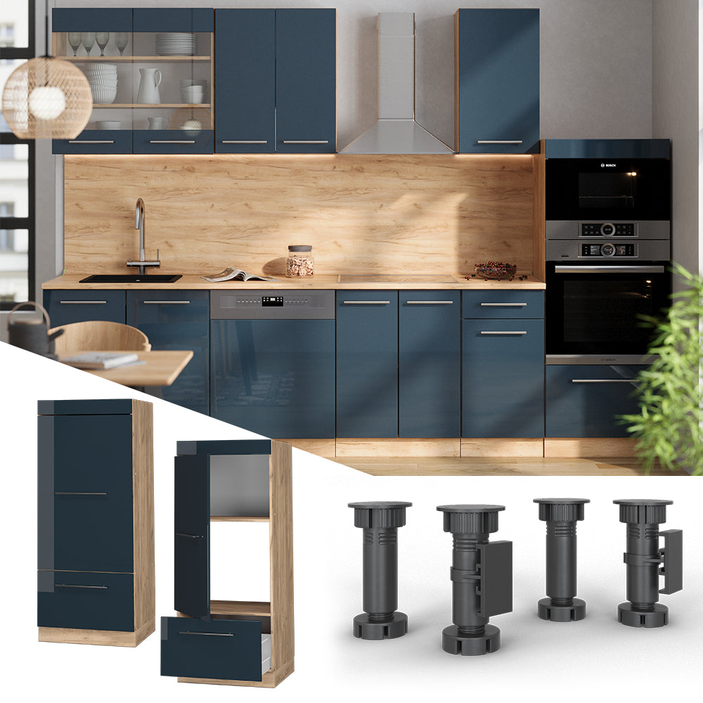 Vicco Set mobili bagno Blu scuro lucido 60 cm