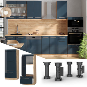 Vicco Set mobili bagno Blu scuro lucido 60 cm