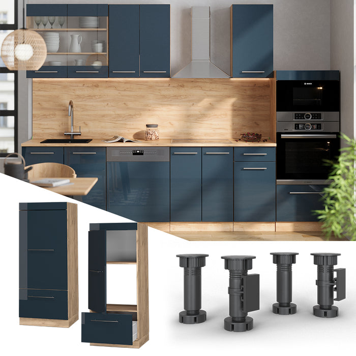 Vicco Set mobili bagno Blu scuro lucido 60 cm