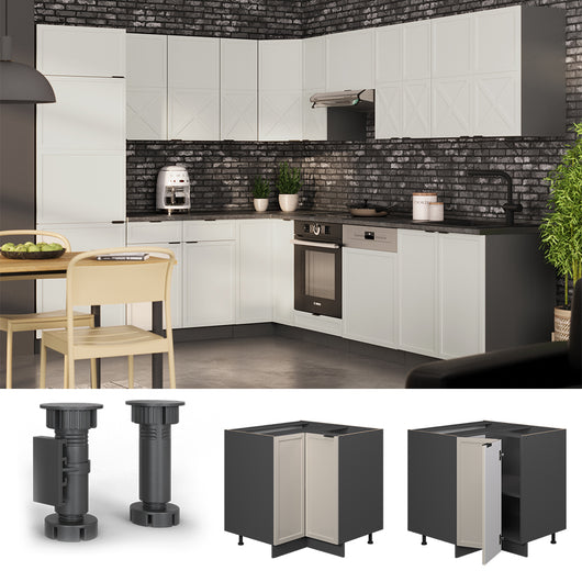 Vicco Mobile ad angolo cucina GrigioBeige 80.5 cm senza piano di lavoro