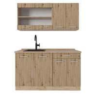 Vicco Cucina monoblocco Rovere artigianale/rovere Goldkraft 140 cm senza piano di lavoro