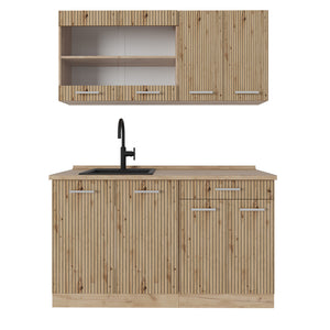 Vicco Cucina monoblocco Rovere artigianale/rovere Goldkraft 140 cm senza piano di lavoro