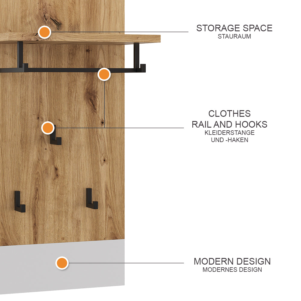 Vicco Appendiabiti da parete Bianco/Artisan 44 x 83 cm