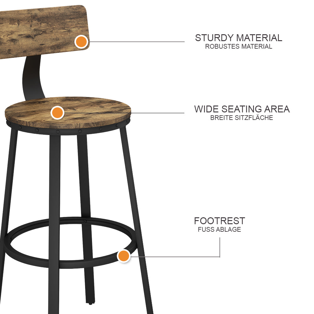Vicco Sgabelli da bar Rovere rustico 34 x 102 cm 2 parti