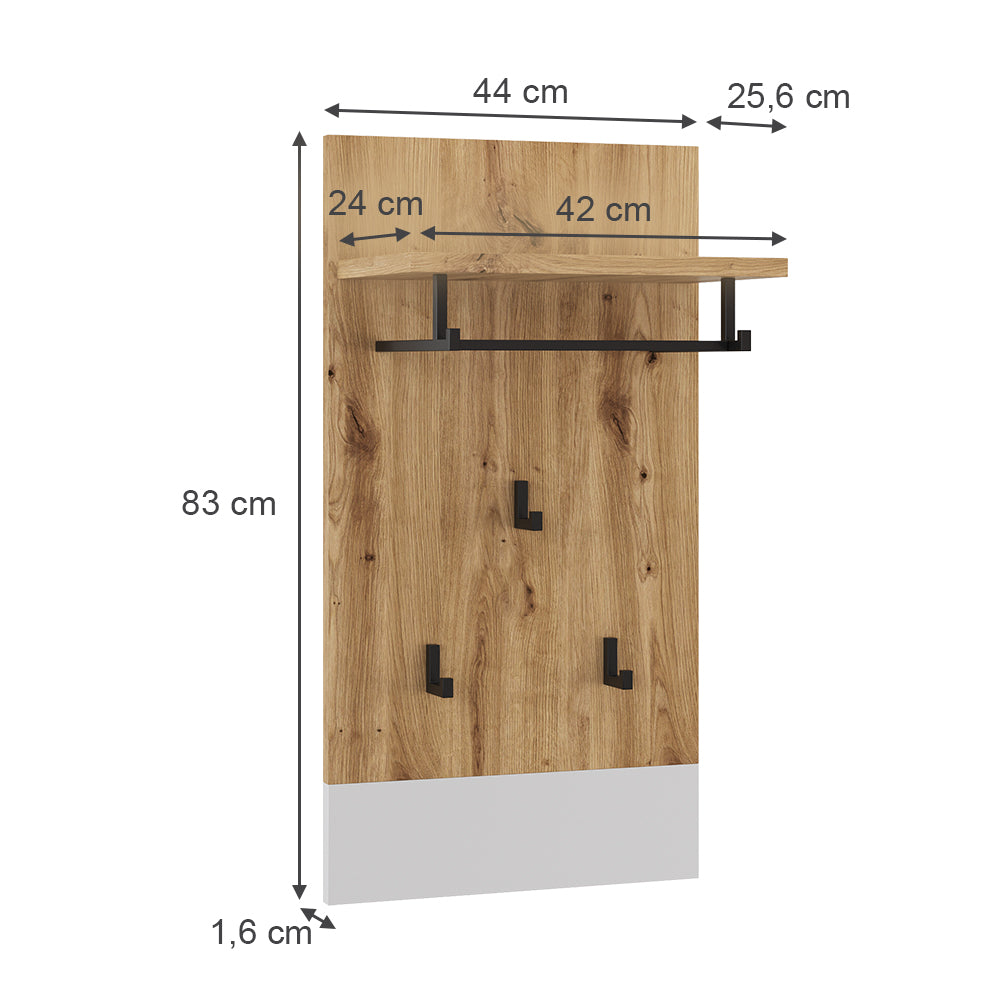 Vicco Appendiabiti da parete Bianco/Artisan 44 x 83 cm