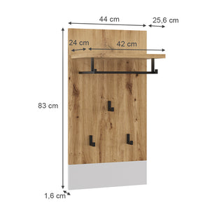 Vicco Appendiabiti da parete Bianco/Artisan 44 x 83 cm