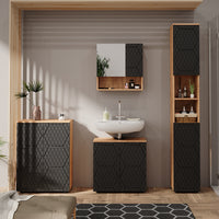 Vicco Set mobili bagno Antracite a righe 4 pezzi, con colonna e cassettiera