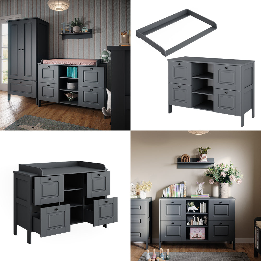 Vitalispa Fasciatoio Grigio 133 x 98.4 cm con 4 cassetti