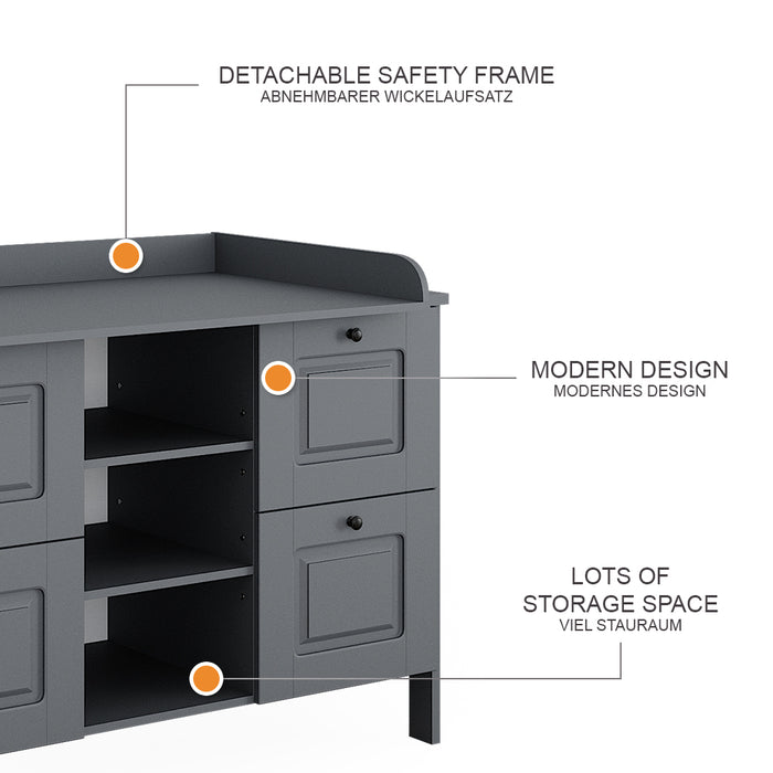 Vitalispa Fasciatoio Grigio 133 x 98.4 cm con 4 cassetti