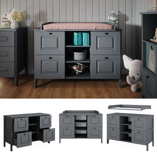 Vitalispa Fasciatoio Grigio 133 x 98.4 cm con 4 cassetti