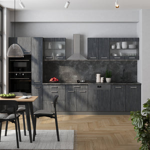 Vicco Cucina completa  Calcestruzzo nero/antracite 350 cm , PL Antracite