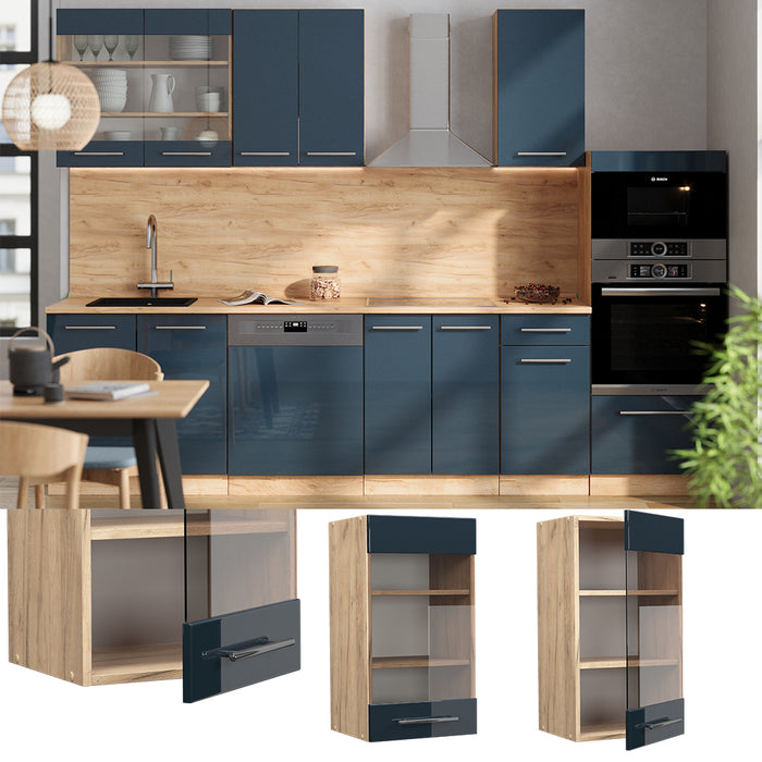 Vicco Armadi da cucina  Blu scuro lucido 40 cm